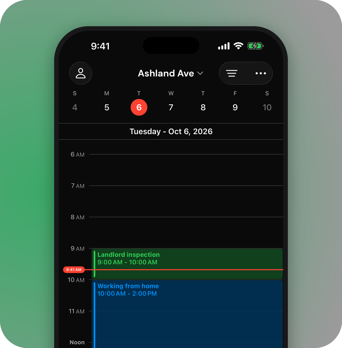 RoomAid shared calendar: a landlord inspection and a work-from-home block
